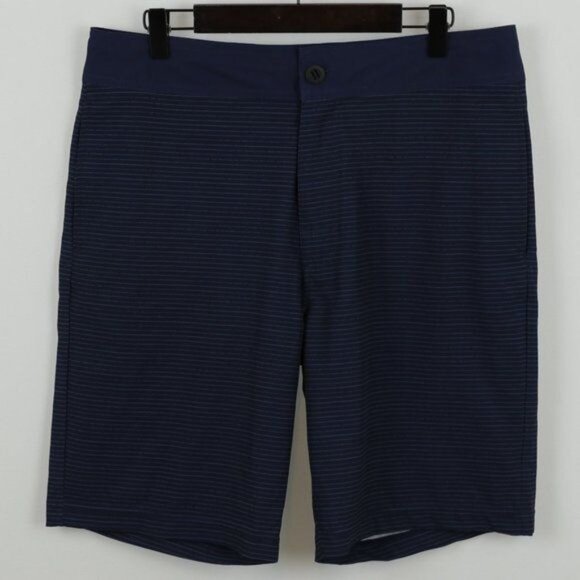 Prana Saxton Men's Size 31 Blue Striped Quick Drying Flat Front Bermuda Shorts - Picture 1 of 9